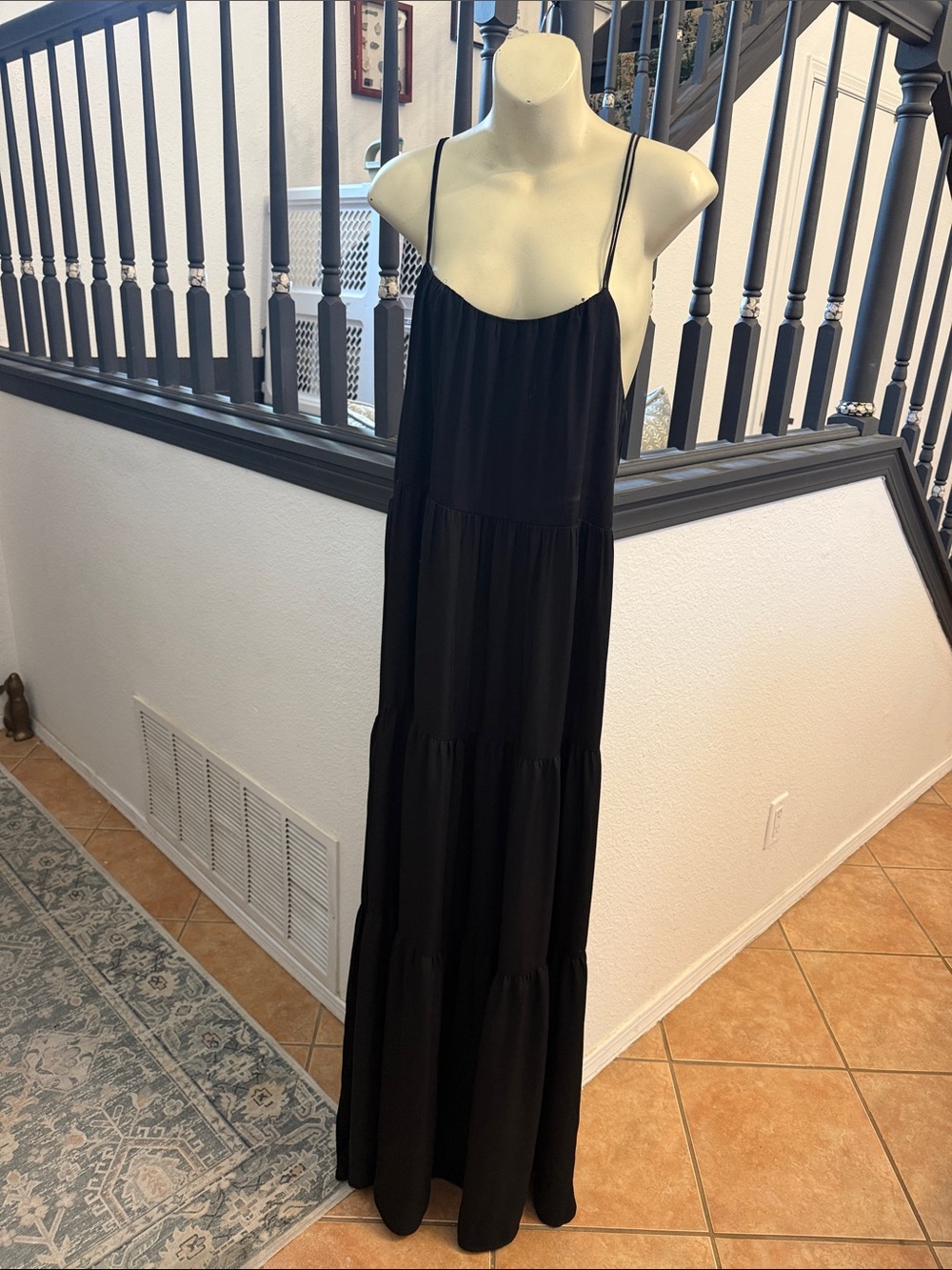 Express Black Tiered Maxi Dress with Double Spaghetti Straps